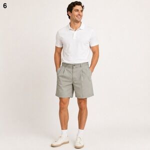 Ping Preppy Golf Shorts Mens 36 Tan Polyester Rayon Blend Pleated Pockets
